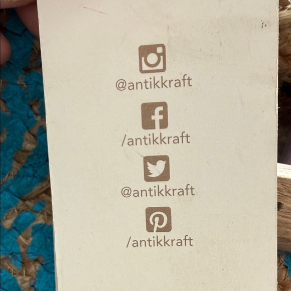 Antik Kraft Teal and Brown Floral Basket NWT - Picture 3 of 6